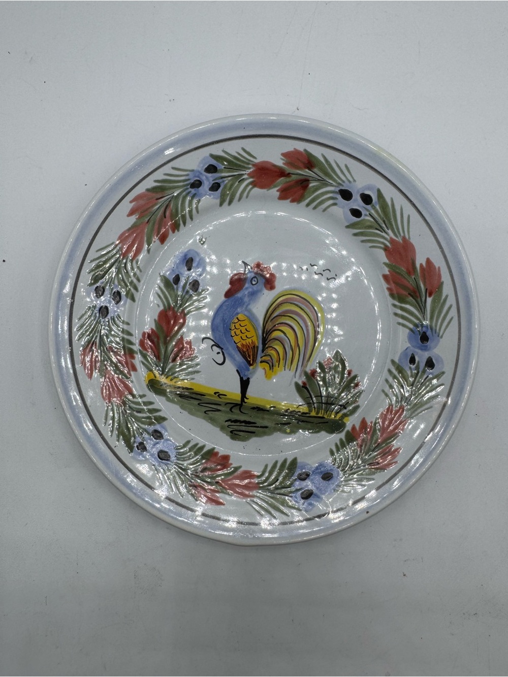 Henriot Quimper Rooster Le Coq De Campagne Serving Dish 7" France